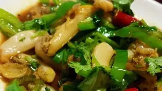 Жареное морское ушко с перцами 爆炒鲍鱼  Китайская кухня 中国美食