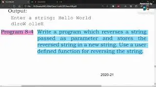 Program to reverse a string using function in Python.