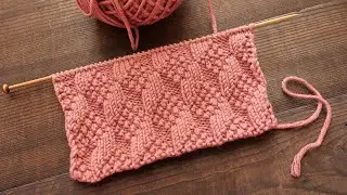 Рельефный узор из лицевых и изнаночных 🎲 Knit - purl Knitting pattern