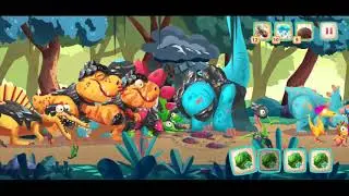 Финальный бой против Троглодитов 150лвл в DINO BASH прохождение игры динозавры Тирекс Мамонт андроид
