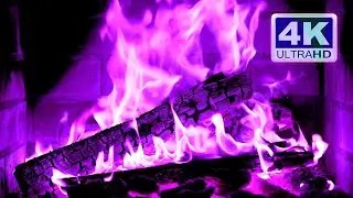 🔥 PURPLE Fireplace 4K! Colorful Fireplace Burning with purple flames. Halloween 2024