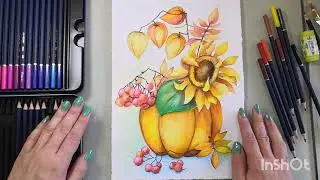 Finenolo watercolor pencils. I draw an autumn picture