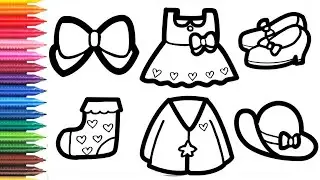 Draw a picture of a dress, bag and shoes for kids 🌈