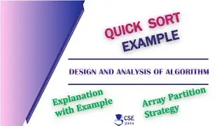 Quick Sort  Example1| Divide & Conquer Technique | Lec 26 | Design & Analysis of Algorithm