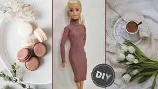 DIY Doll Dress. How To Make Trendy Barbie Clothes - Jersey Dress