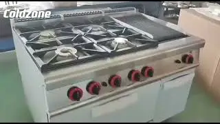 vertical gas ranger cooker with 4 burner& lava rock grill & oven & cabinet