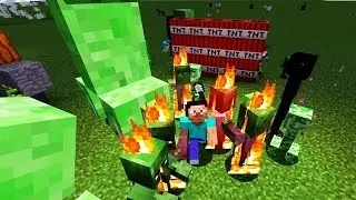 НУБ взорвал всю деревню в щепки в майнкрафт \ Видео  minecraft