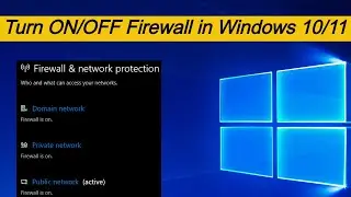 Turn the Firewall ON / OFF in windows PC/Laptop | windows 10|11 || Domain , Private & Public Network