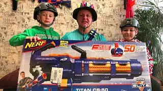 [ОБЗОР НЕРФ] Nerf Elite Titan CS-50 Распаковка, тестовая стрельба!