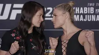 Karolina Kowalkiewicz vs. Felice Herrig UFC 223 Media Day Staredown - MMA Fighting