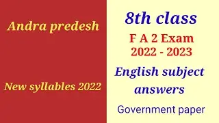 8th class english fa 2 exam  answers 2022-23 ¦¦ 8th class fa2 question paper 2022 english
