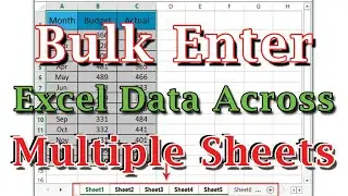 Bulk Enter Excel Data Across Multiple Sheets