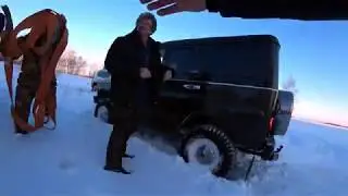 Заезд 4х4 по глубокому снегу. Уаз хантер, Уаз таблетка, Toyota land cruiser prado, gelendwagen G320.