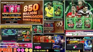 Upcoming 850 Million Downloads Campaign In eFootball 2025, Free Showtime New Epic & Free Coins 🔥☺️