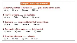 Subject Verb Agreement for all competitive exam | Subject Verb Agreement practice set 1