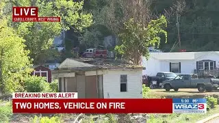 Two homes, vehicle on fire in Cabell County