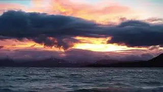 [10 Hours] Sunset at Lake Tahoe and Sierra Nevada Mtns - Video & Audio [1080HD] SlowTV