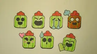 Как нарисовать эмоции Спайка / эмодзи / значки Спайка Бравл Старс  | Draw Emoji Spike  Brawl Stars