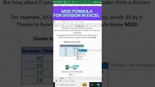 MOD FORMULA | DIVISION IN EXCEL | DIVIDE OF TWO NUMBERS IN EXCEL