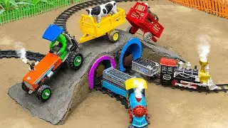 DIY tractor making mini CONCRETE BRIDGE / CONCRETE BRIDGE BUILDING / mini CONSTRUCTION MACHINE
