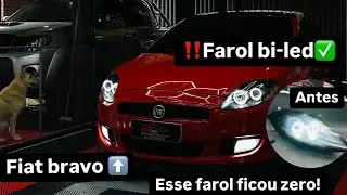 Farol Fiat BRAVO PROJETORES BI LED E ANGEL EYES