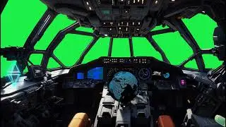 Animated Plane/Spaceship Cockpit with radar and HUD (Royalty free green screen footage)