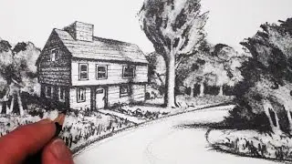 How to Draw a House in 2-Point Perspective in a Landscape