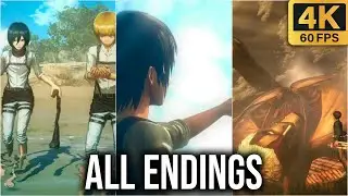Attack On Titan 2 - All Endings (Sad, True, Eren, Levi Ending) 4K60fps