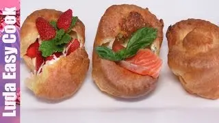 POPOVERS RECIPE / YORKSHIRE PUDDING - ВЫПРЫГИВАЮЩИЕ БЛИННЫЕ БУЛОЧКИ ПОПОВЕРЫ с начинкой - LÀM BÁNH