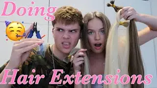 WE TRIED TO DO NANO RING HAIR EXTENSIONS AT HOME!😳💕