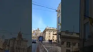 Khreshchatik Street, Drama Theatre, Museum of Kyiv City History. 07.april.2023. Sunny day +10C.