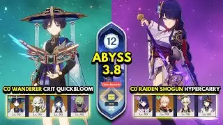 C0 Wanderer Quickbloom & C0 Raiden Hypercarry | Spiral Abyss 3.8 Floor 12 9 Stars Genshin Impact 3.8