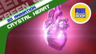 Green Screen Crystal Heart Loop - 3D Animation PixelBoom
