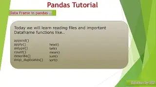 DataFrame Functions In Pandas. 
