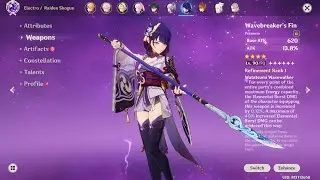 C0 Raiden Shogun + Wavebreaker's Fin R1 Full Rotation Damage Showcase