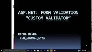 ASP.NET:  VALIDATION CONTROLS (Custom Validator)