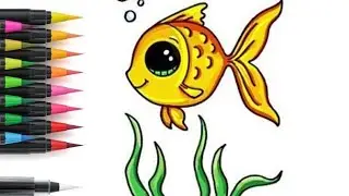 Draw a picture of a fish. Нарисовать рыбу. Балықтың суретін салу. Baliqning rasmini chizish.