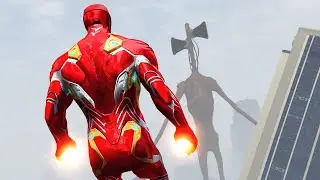 GTA 5 - IRON MAN vs GIANT SIREN HEAD ARMY!