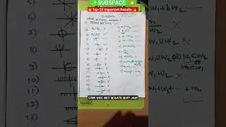 SUBSPACE💥25 - important Results/Tricks💥CSIR NET💥GATE💥 IIT-JAM