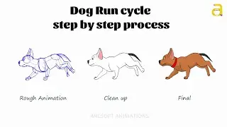 Cartoon  Dog Run Cycle Step by Step 2D Animation Process
