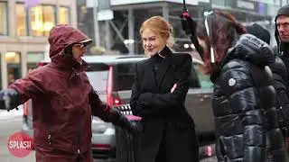 Nicole Kidman Braving The Weather To Film A Scene At The 