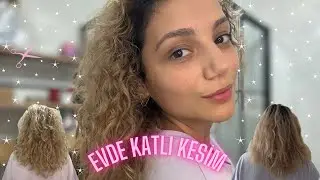 EVDE KATLI SAÇ KESİMİ| KIVIRCIK SAÇ NASIL KESİLİR| UNICORN KESİMİ| Evde kıvırcık saçlarımı kesiyorum