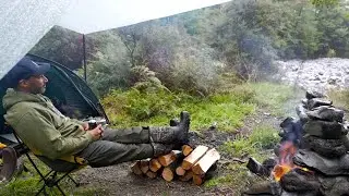 CAMPING in RAIN - Tent - Dog - FIRE