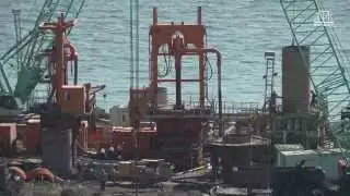 Construction of cable-stayed bridge in Vladivostok — film, June 2015