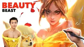 Ross Draws BEAUTY AND THE BEAST (Disney) feat. Shiba