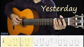 YESTERDAY - THE BEATLES - Fingerstyle Guitar Tutorial TAB + Chords + Lyrics