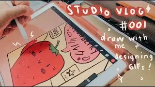 🍑✨studio vlog 001 | draw with me on procreate, designing GIFs, starting a youtube channel ✏️