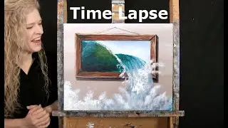 TIME LAPSE - Learn How to Paint ROGUE WAVE with Acrylic - Surreal Trompe L'oeil Step by Step Lesson