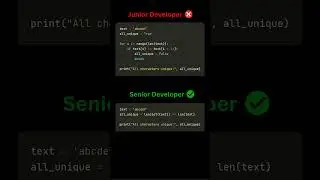 Python Code Comparison: Unique Character Check - Set vs Loop #Python #CodingTips