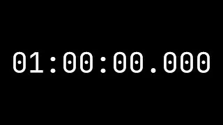 Countdown timer 1 hour [01:00:00.000] - White on black with milliseconds